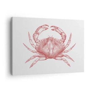 Schilderen op canvas - Tekening van een krab in een rode tint - 70x50cm - Krab der krabben - Moderne wanddecoratie voor woonkamer en slaapkamer ARTTOR