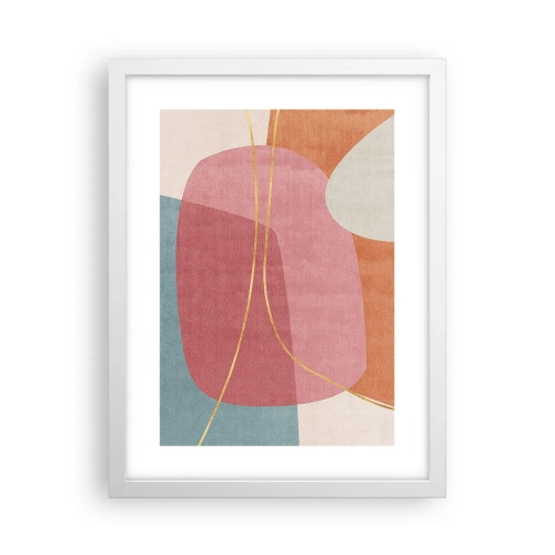 Poster in een witte lijst - Pastelkleurcompositie met gouddraad - 30x40 cm