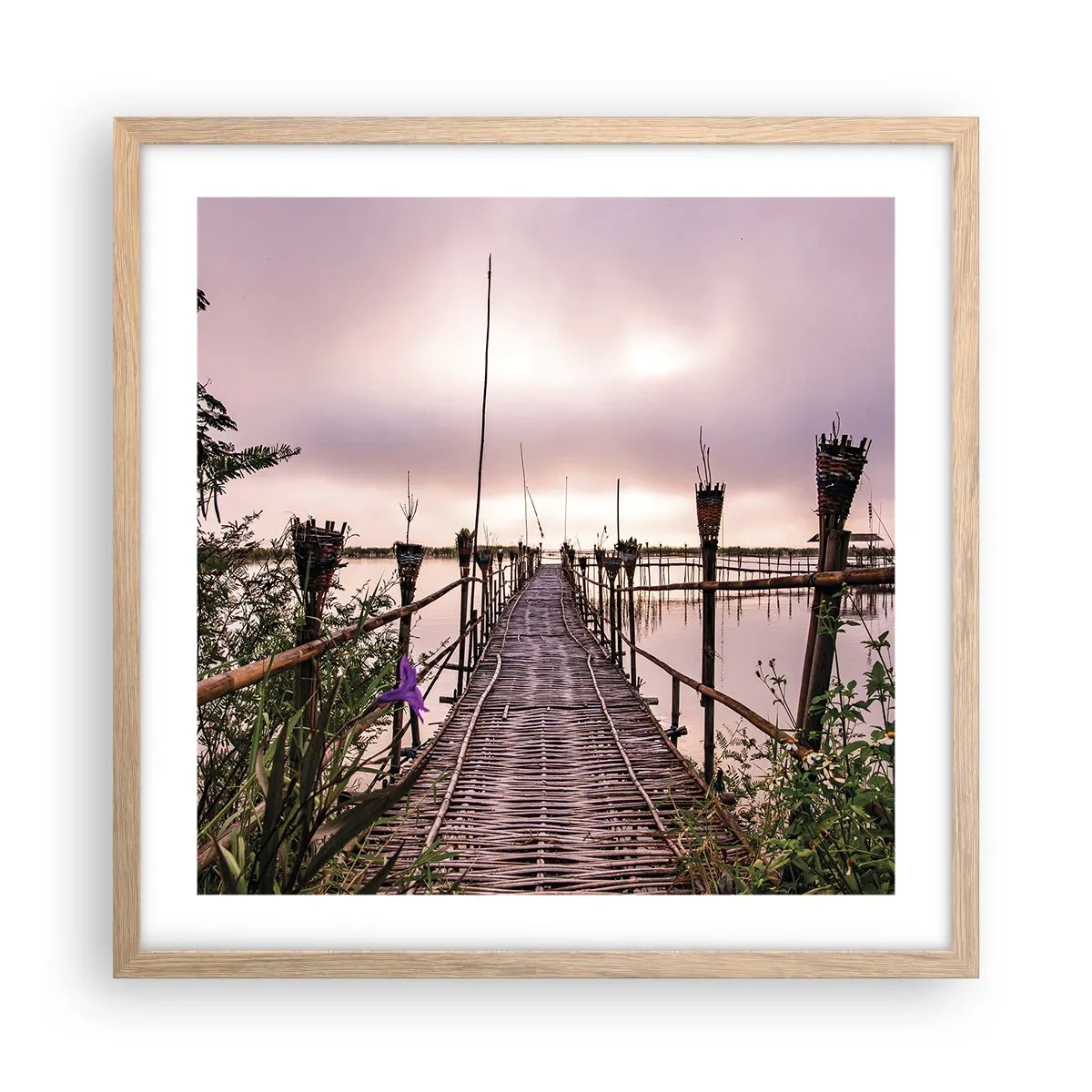 Een poster in een licht eiken lijst - Rust en stilte van Azië - 50x50 cm