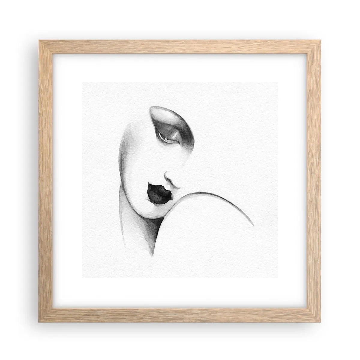 Een poster in een licht eiken lijst - In de stijl van Łempicka - 30x30 cm