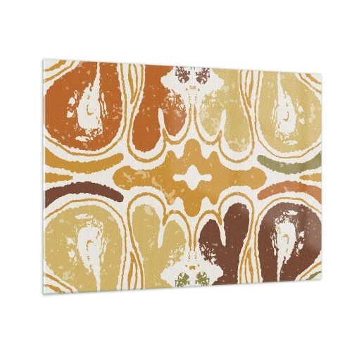 Schilderen op glas - Symmetrische abstractie in warme aardse tinten - 70x50cm - Sentimentele abstractie - Moderne wanddecoratie voor woonkamer en slaapkamer ARTTOR