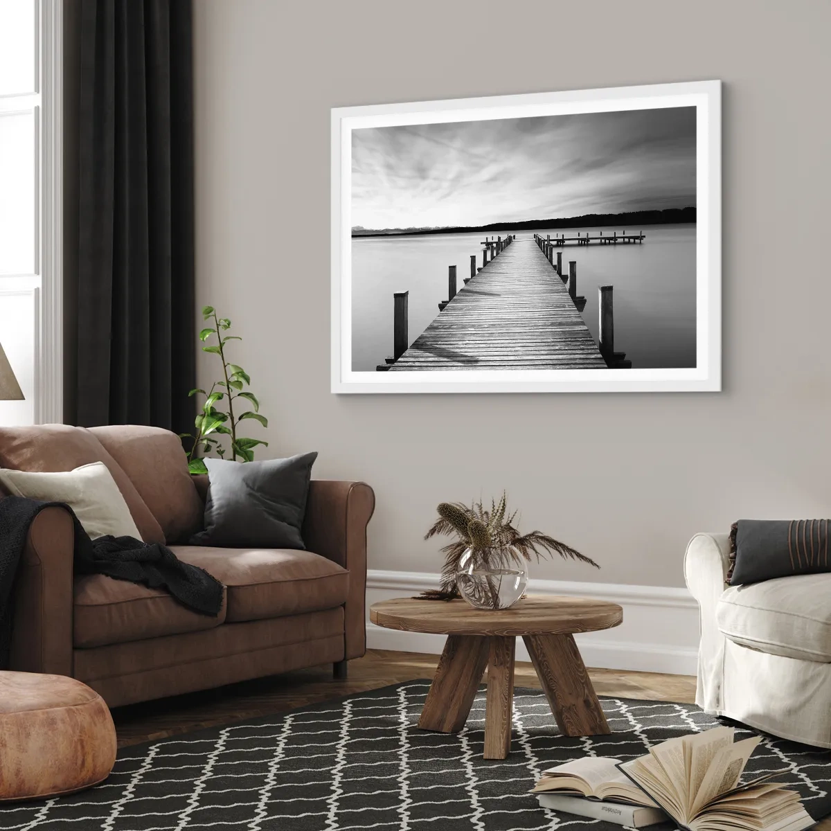 Poster in een witte lijst - Bij de waterput - vrede - 50x40 cm