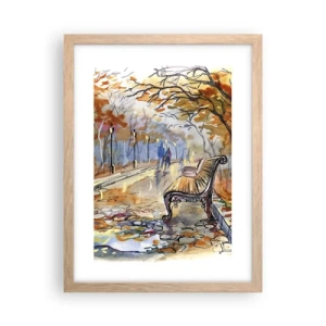 Een poster in een licht eiken lijst - Samen wandelen in de herfst - 30x40 cm