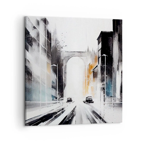 Schilderen op canvas - Stadsstudie: architectuur en beweging - 60x60 cm