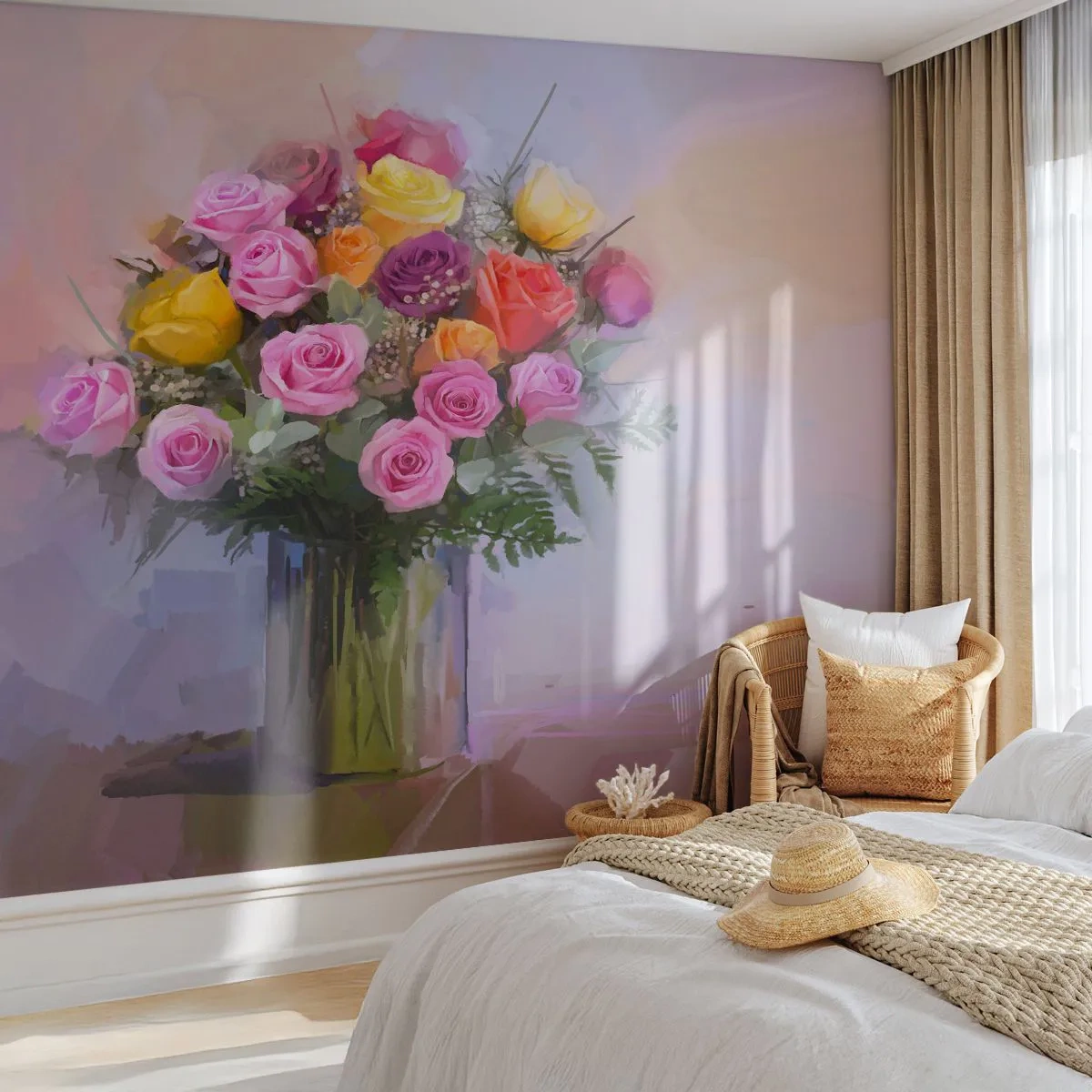 Fotobehang Standard Eco - Ingehouden schoonheid - Vaas met bloemen, Boeket bloemen, Deel - 400x280 cm