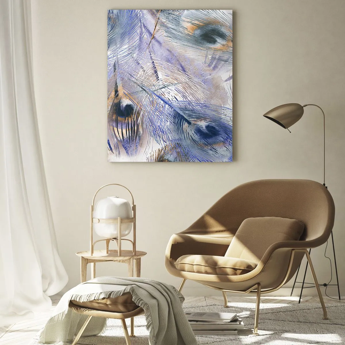 Schilderen op glas - Pauwenogen compositie - 50x70 cm