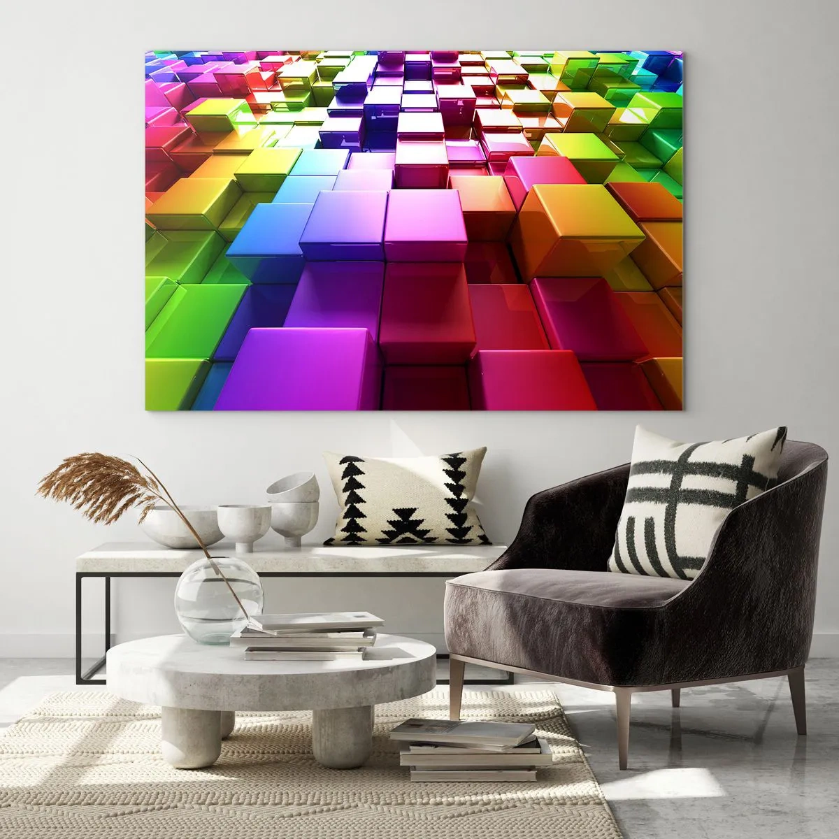 Schilderen op glas - Op-art samen in een team - 120x80 cm