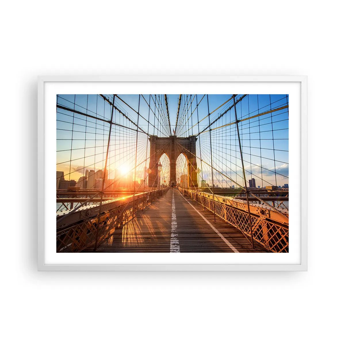 Poster in een witte lijst - Op de gouden brug - 70x50 cm