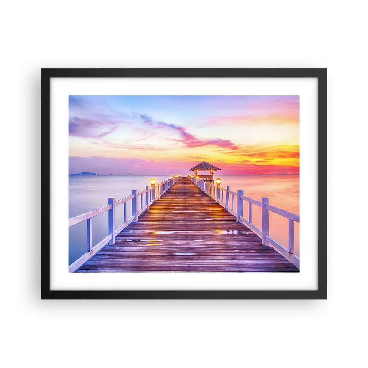 Poster in een zwarte lijst - De lila-gouden stilte van de avond - 50x40 cm