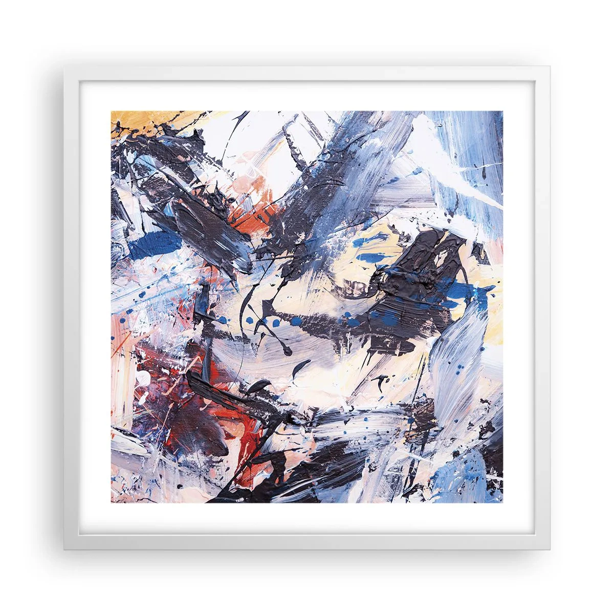 Poster in een witte lijst - Gekke dans van abstractie - 50x50 cm