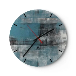 Wandklok - Klok - Abstract patroon in tinten turquoise en grijs - 30x30cm - Water en lucht - Moderne wanddecoratie voor woonkamer, keuken en slaapkamer ARTTOR