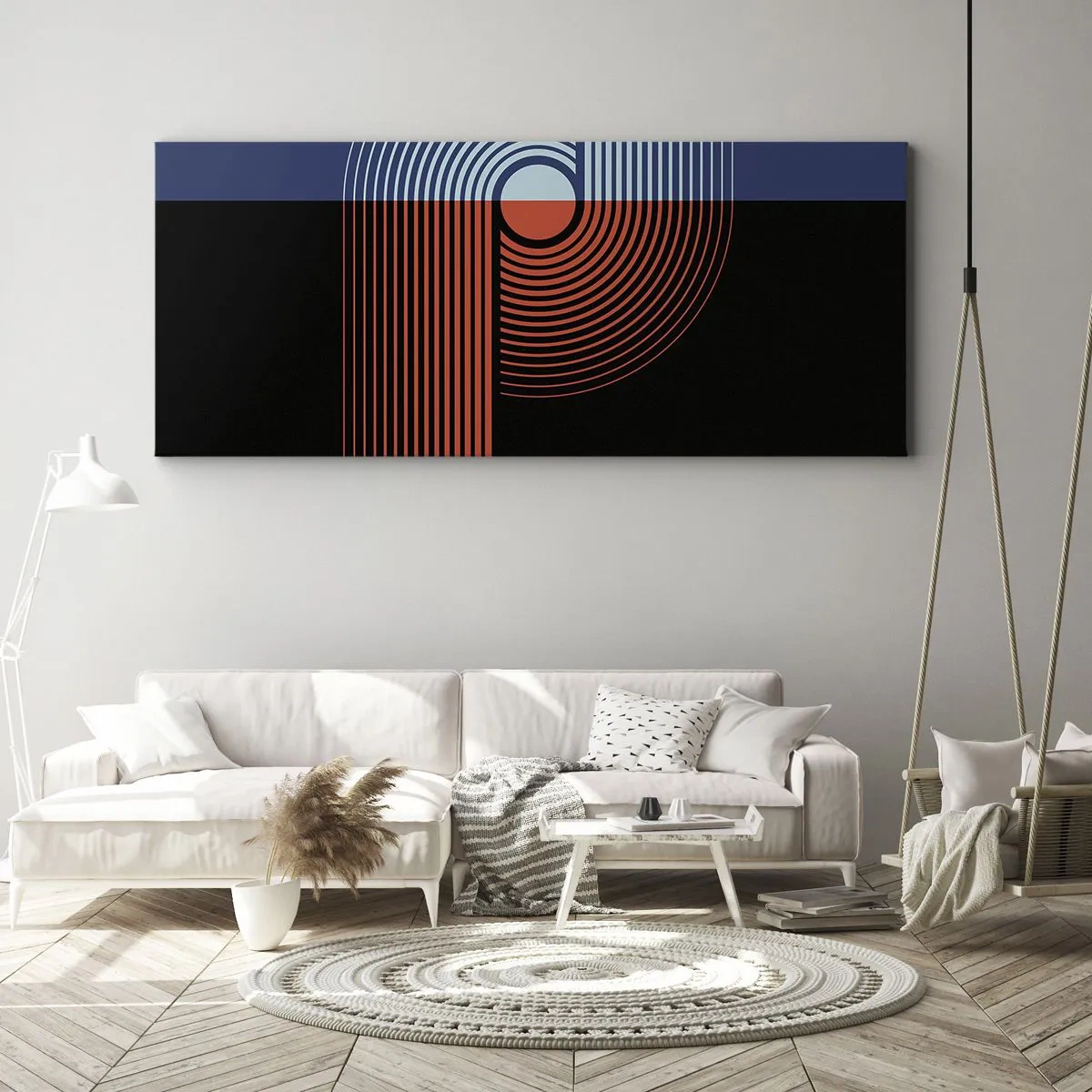 Schilderen op canvas - In een geometrische omhelzing - 100x40 cm