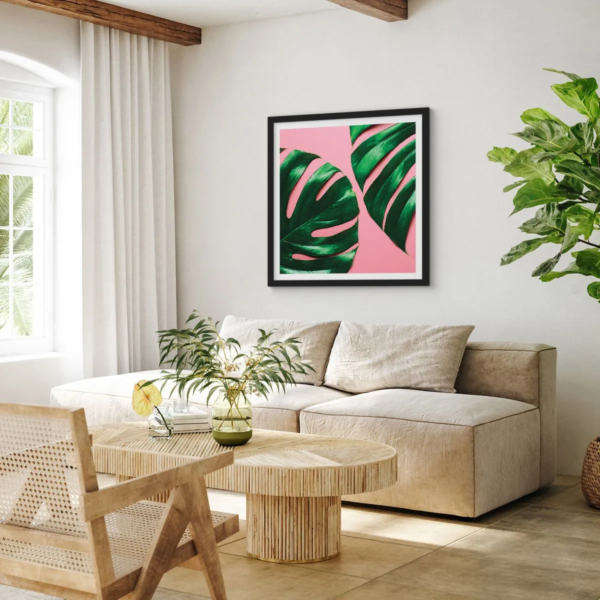 Poster in een zwarte lijst - Groene rendez-vous - 60x60 cm