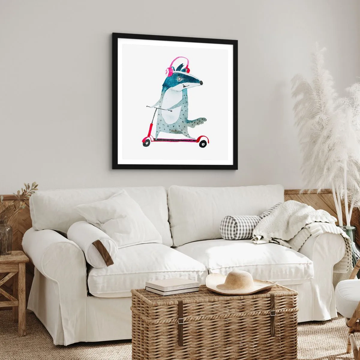 Poster in een zwarte lijst - Badger vreugde - 30x30 cm