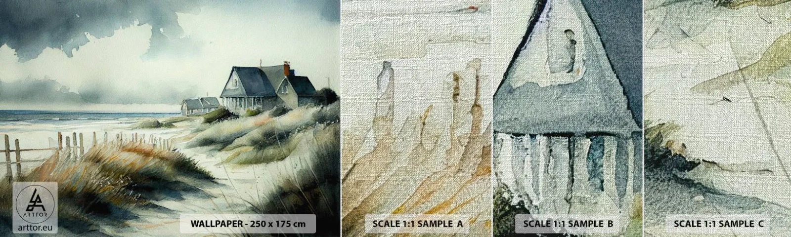 Fotobehang Monster Premium Canvas - Weg van de drukte - Huis, Strand, Zee - 100x30 cm