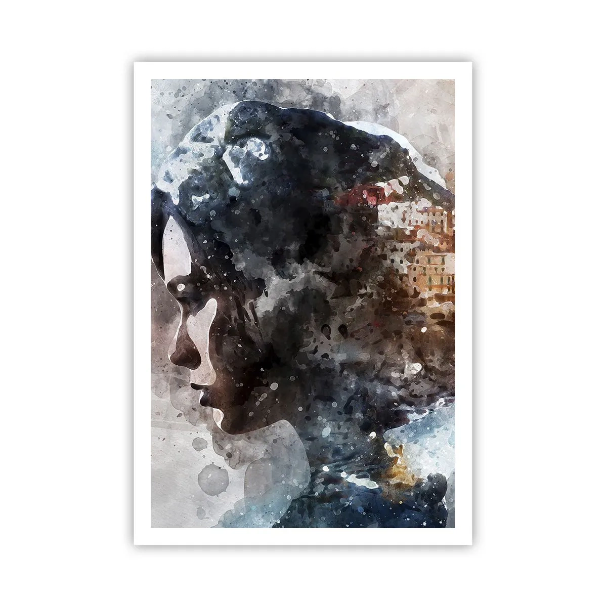 Poster - Een verhaal over een meisje met een stad op de achtergrond - 70x100 cm