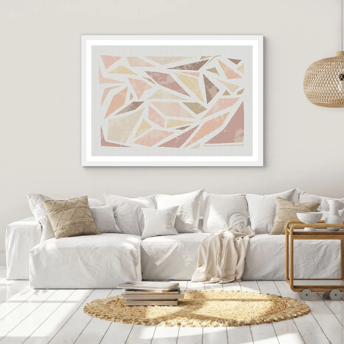 Poster in een witte lijst - Gebrandschilderd glas compositie - 70x50 cm