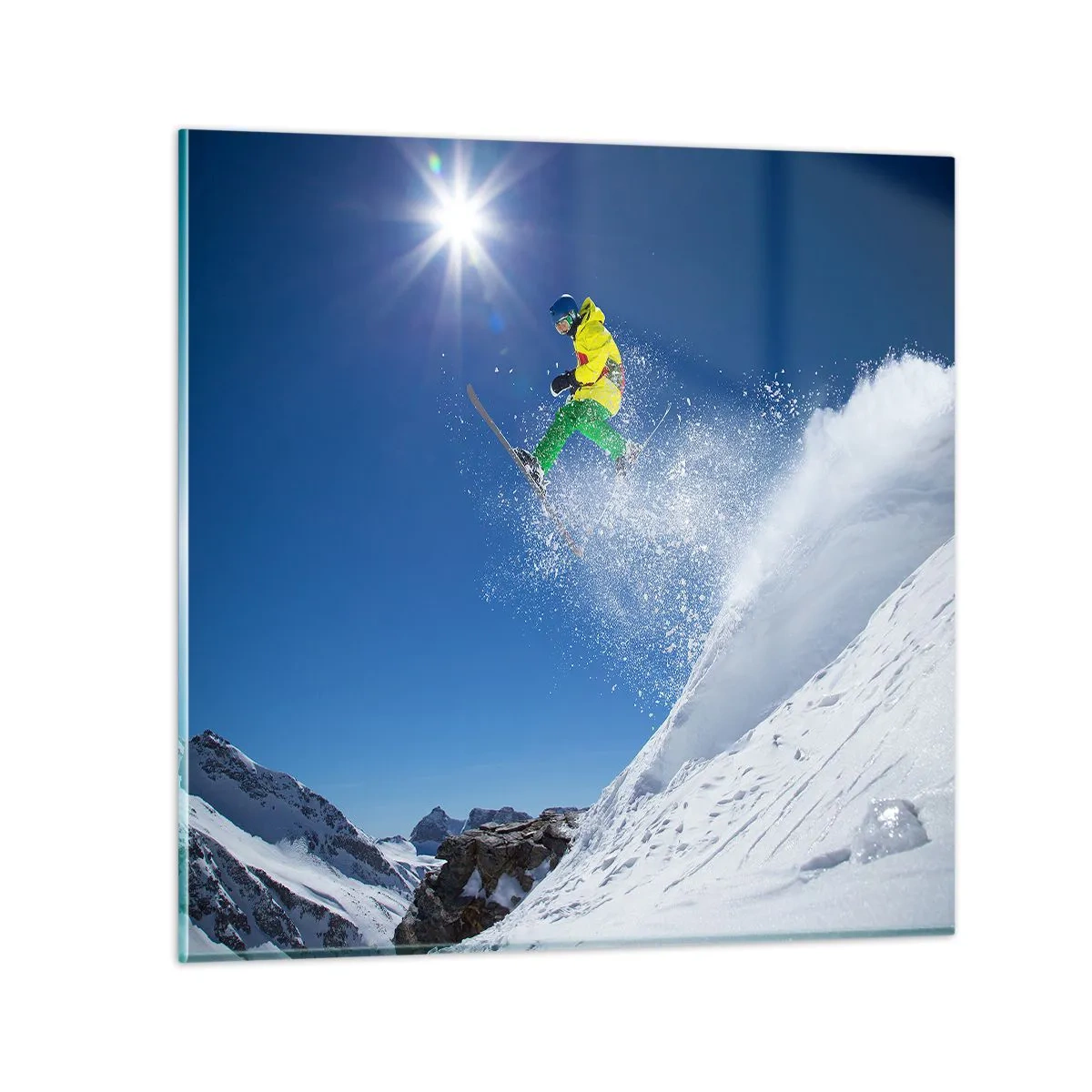 Schilderen op glas - Dansend met de bergen - 60x60 cm