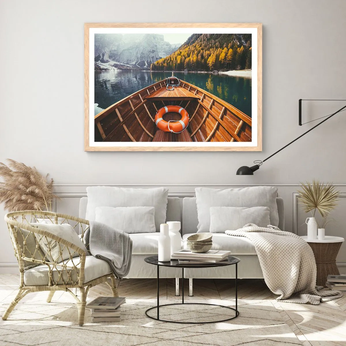 Een poster in een licht eiken lijst - Bergtocht - 91x61 cm