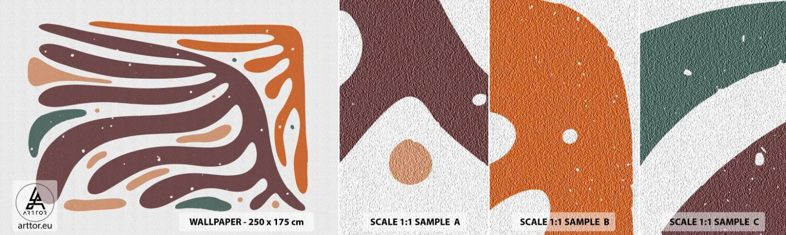 Fotobehang Monster Zelfklevend Deluxe Sticker - Stralende organische compositie - Boho, Minimalisme, Deel - 100x30 cm