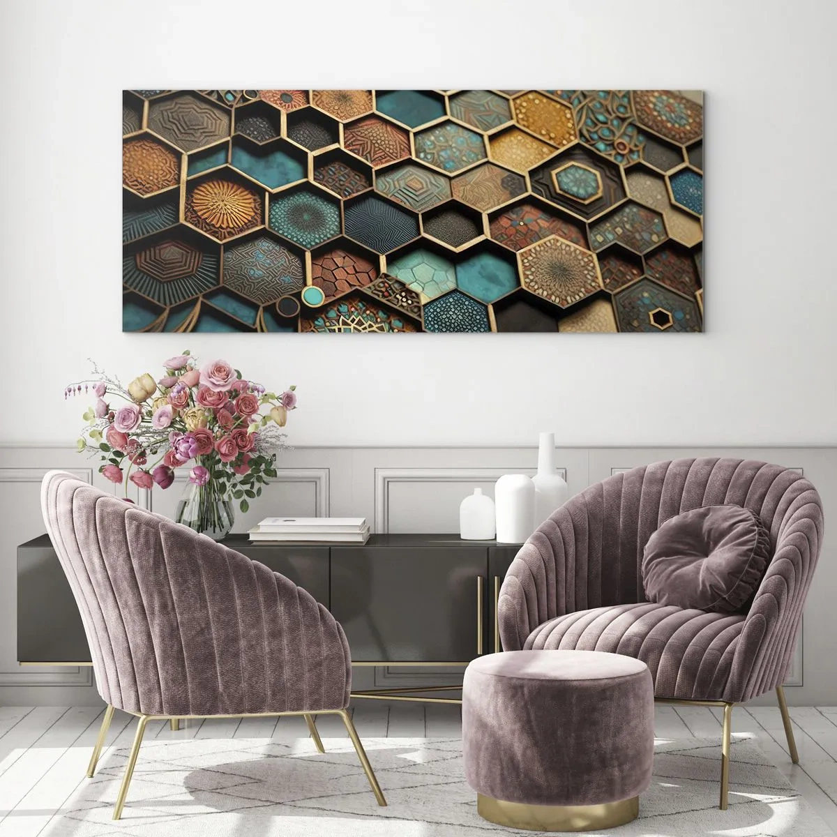 Schilderen op glas - Arabische ornamenten – variatie - 120x50 cm