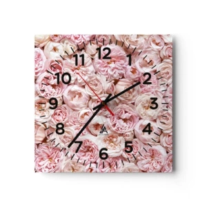 Wandklok - Klok - Een bed van rozen - 40x40 cm