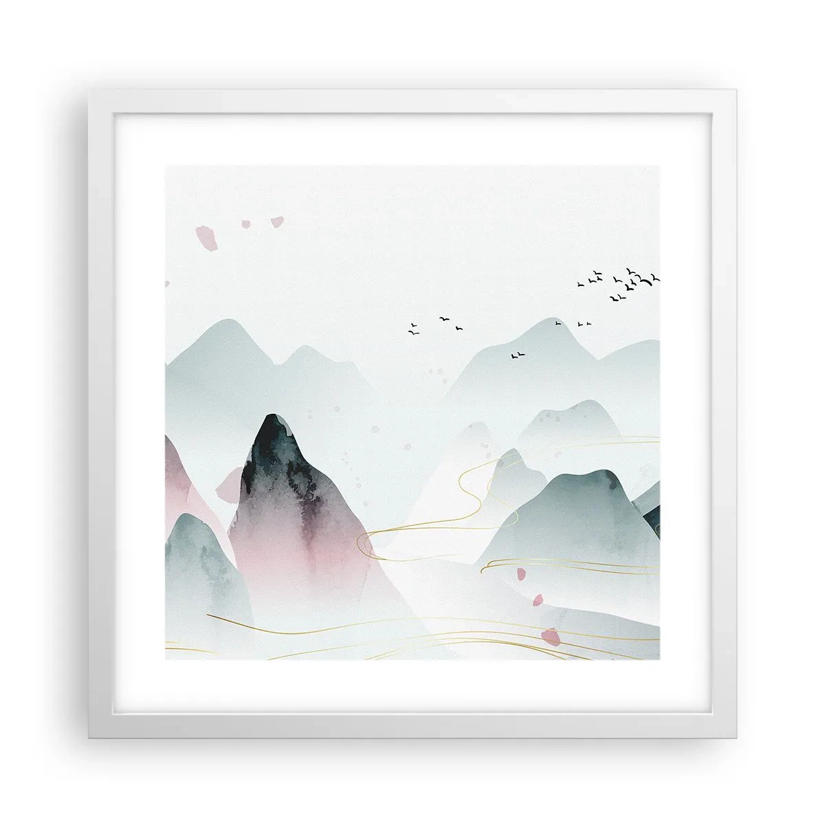 Poster in een witte lijst - Over de toppen - 40x40 cm