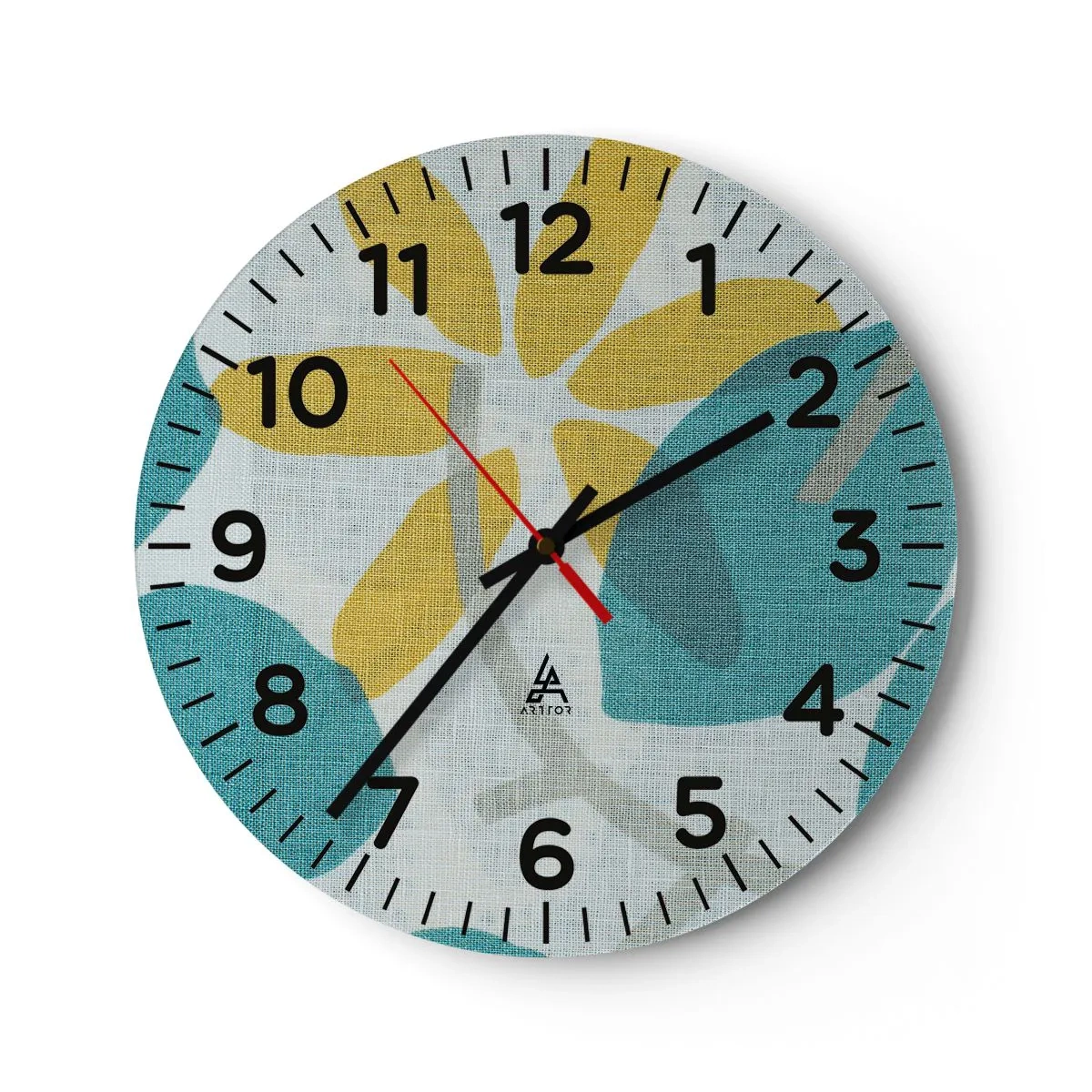Wandklok - Klok - Tussen de azuurblauwe bladeren - 30x30 cm