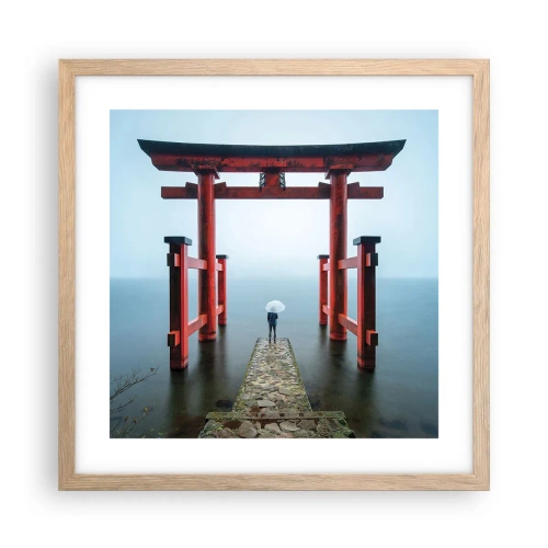 Een poster in een licht eiken lijst - Japanse mijmering - 40x40 cm