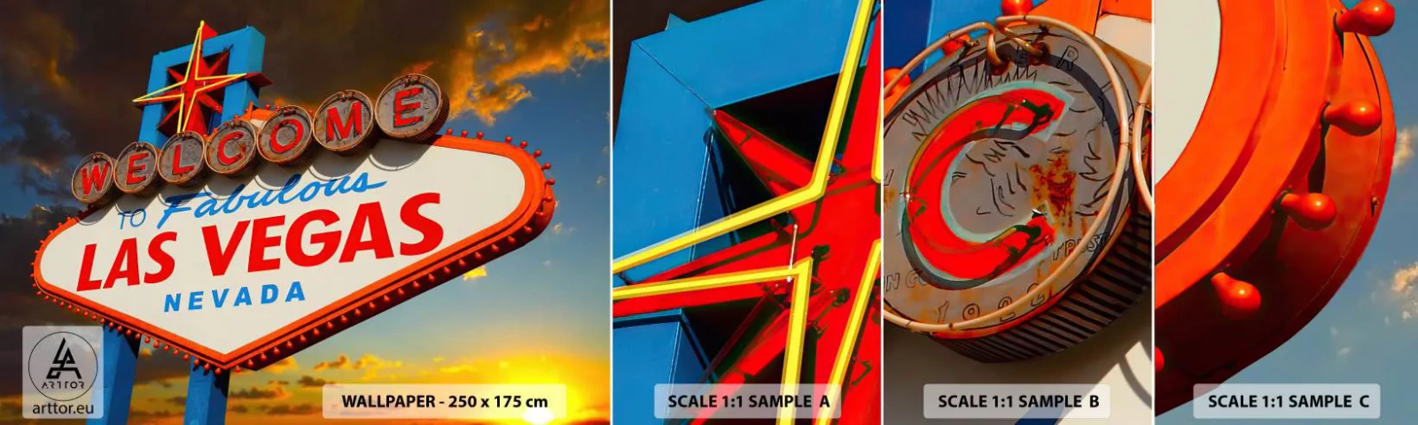 Fotobehang Monster Zelfklevend Deluxe Sticker - Voor een glimlach van het lot - Reizen, Las Vegas, Stad - 100x30 cm