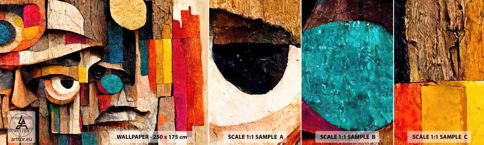 Fotobehang Staaltje Standard Eco - Ik zie je… - Abstractie, Hout, Beeldhouwwerk - 100x30 cm