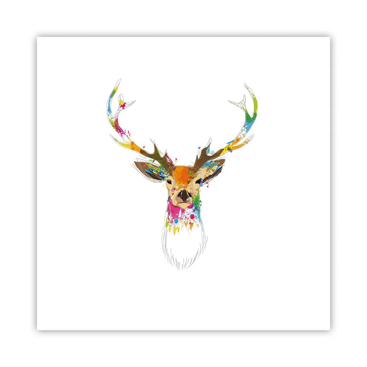Poster - Een zacht hert badend in kleur - 40x40 cm