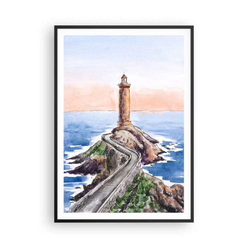 Poster in een zwarte lijst - Kijkend naar de zee - 70x100 cm