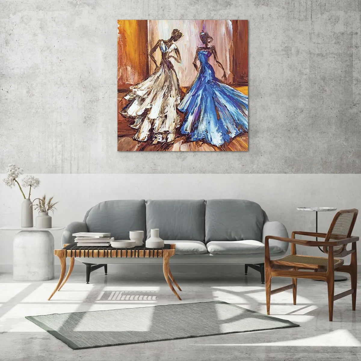 Schilderen op glas - Een dankbaar duo - 40x40 cm