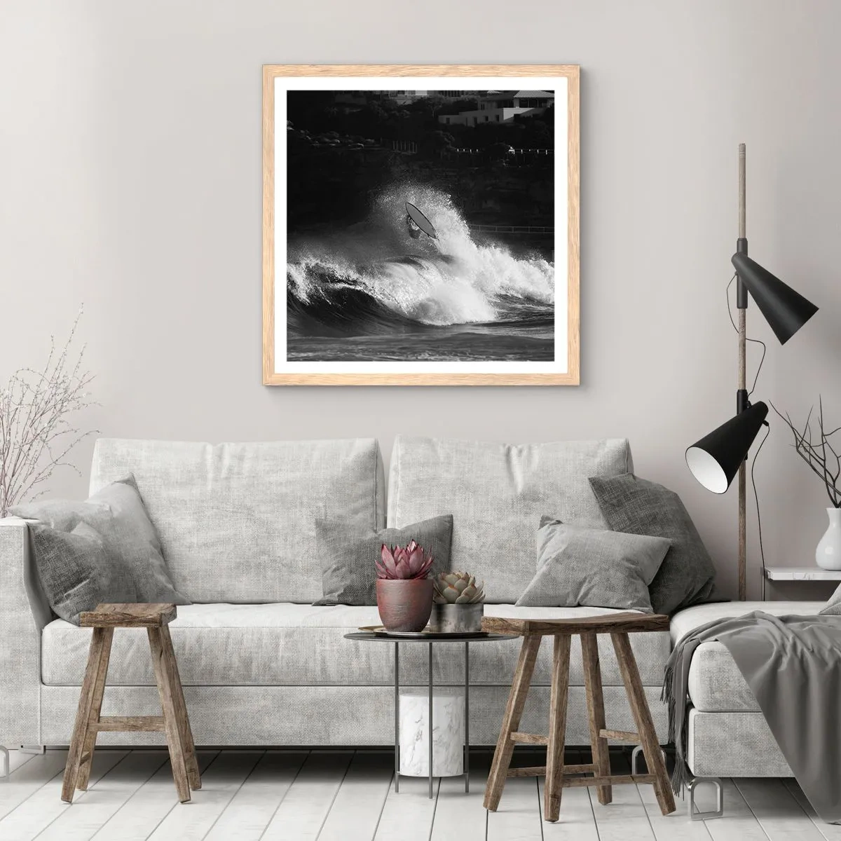 Een poster in een licht eiken lijst - Uitdaging aanvaard! - 60x60 cm