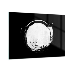 Schilderen op glas - Witte abstracte cirkel op een zwarte achtergrond - 70x50cm - Goede weg - Moderne wanddecoratie voor woonkamer en slaapkamer ARTTOR