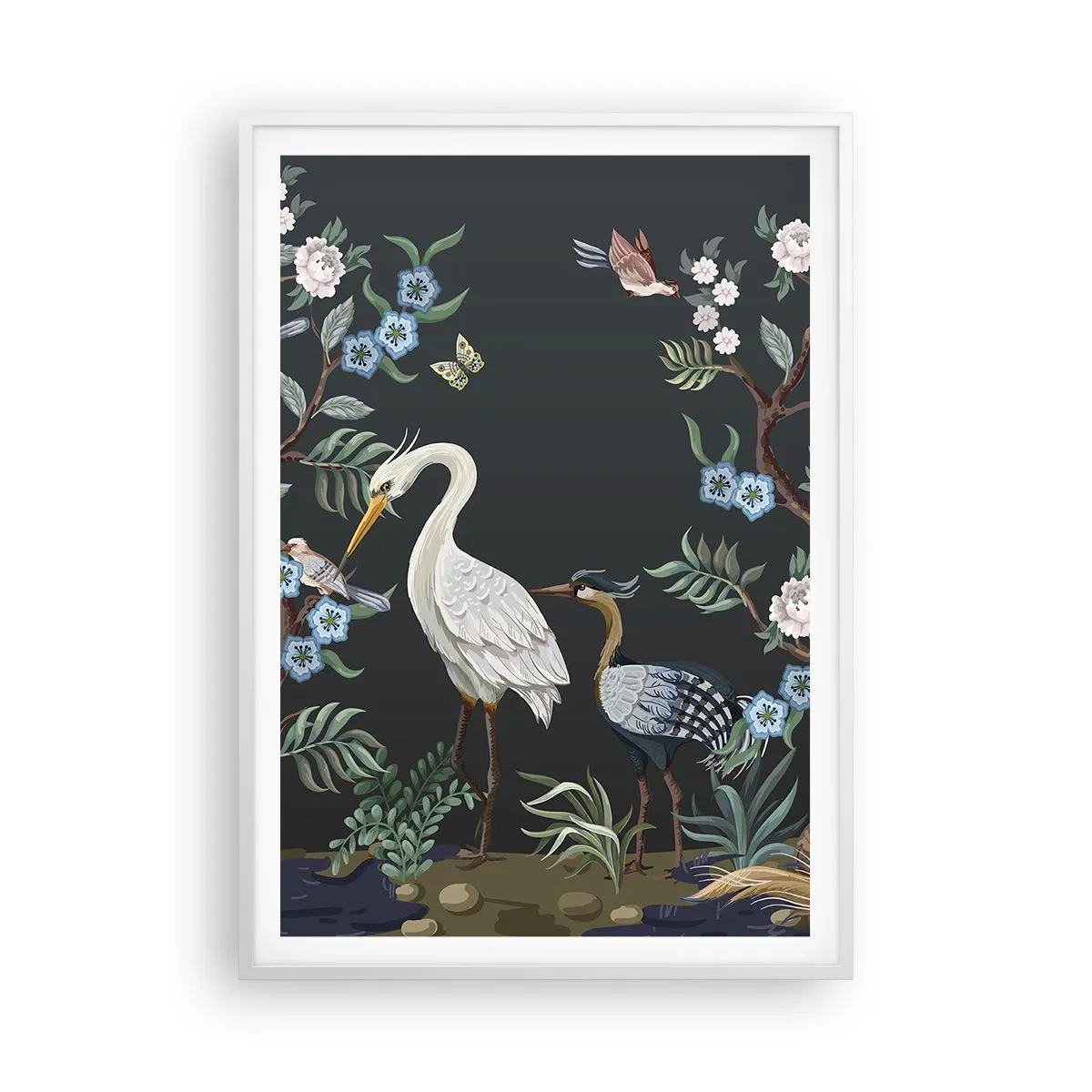 Poster in een witte lijst - Vogelparade - 70x100 cm