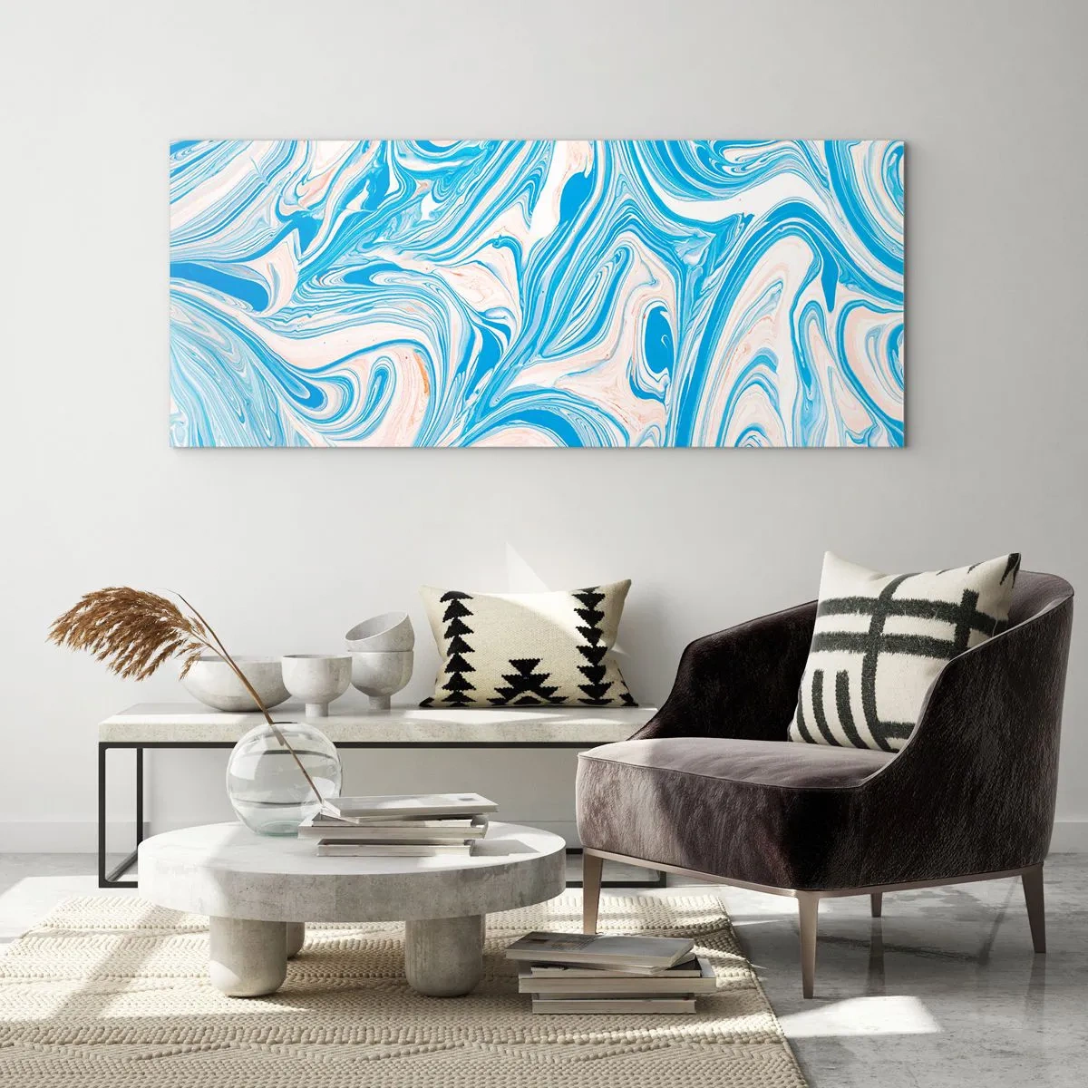 Schilderen op glas - Moeras in turkoois - 140x50 cm