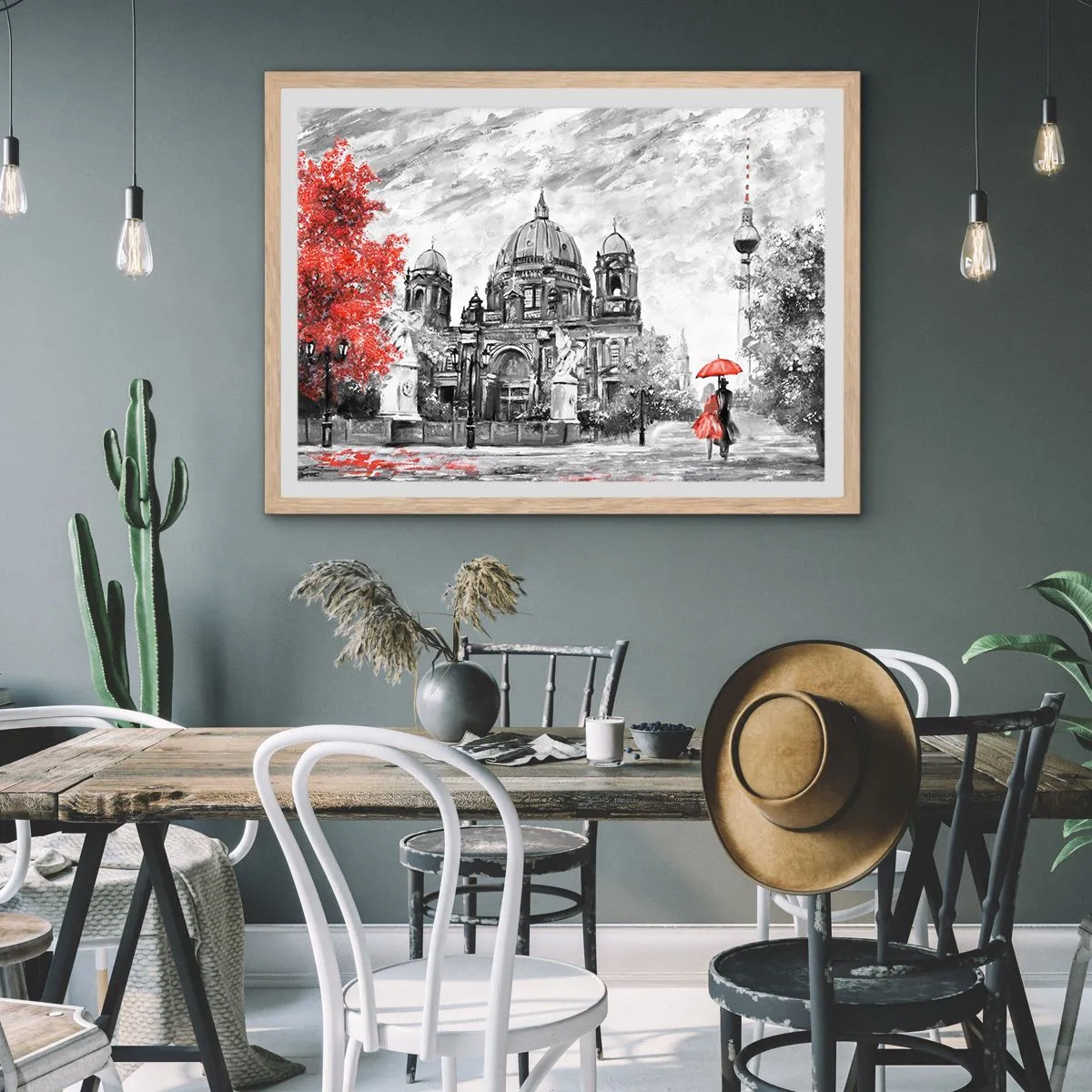 Een poster in een licht eiken lijst - Berlijn bijeenkomst - 40x30 cm