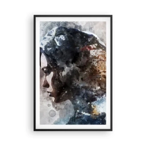 Poster in een zwarte lijst - Een verhaal over een meisje met een stad op de achtergrond - 61x91 cm