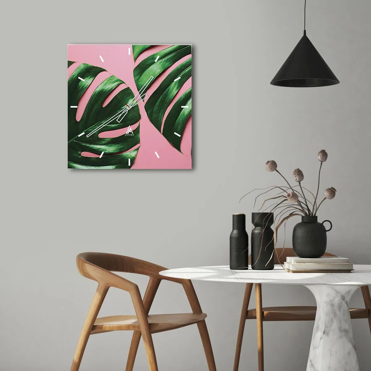 Wandklok - Klok - Groene rendez-vous - 40x40 cm