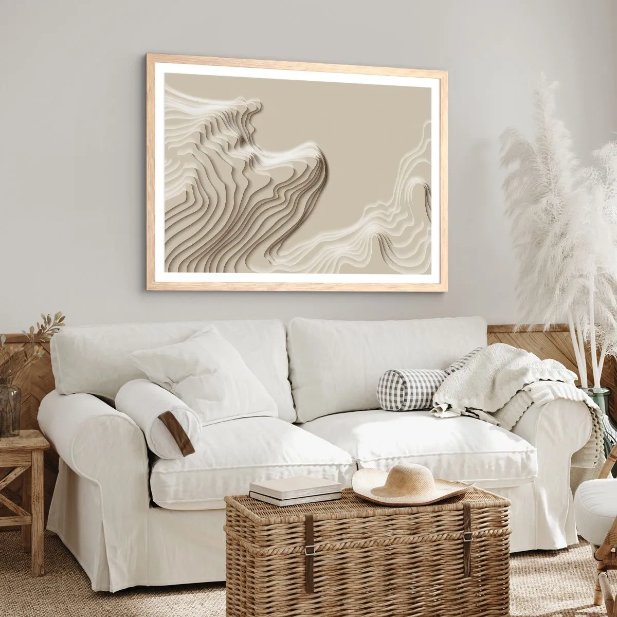 Een poster in een licht eiken lijst - Kunst topografie - 91x61 cm