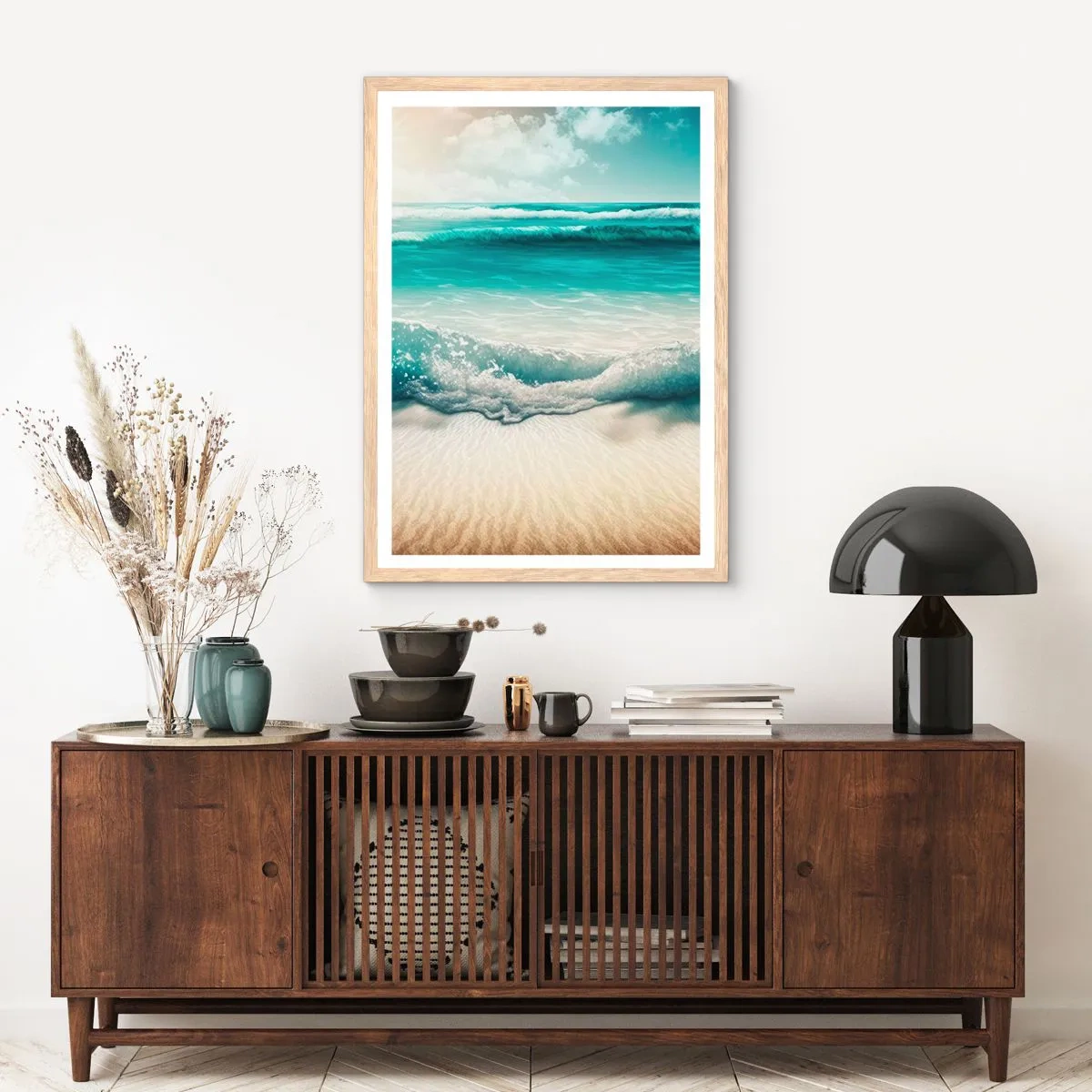 Een poster in een licht eiken lijst - De vrede van de oceaan - 61x91 cm