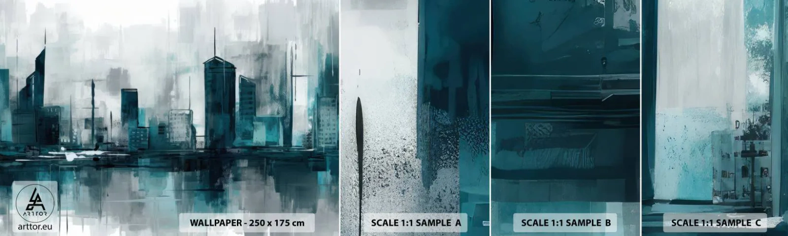 Fotobehang Staaltje Standard Eco - Een stad in de kleur van regen - Stad, Architectuur, Deel - 100x30 cm