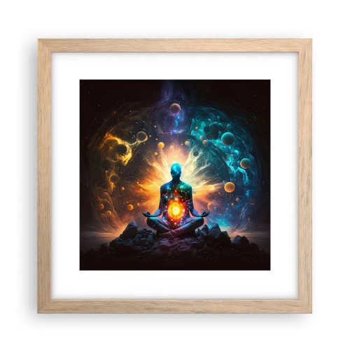 Een poster in een licht eiken lijst - Kosmische vrede - 30x30 cm