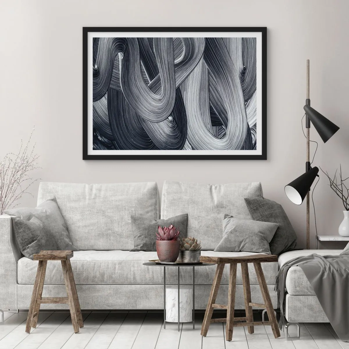 Poster in een zwarte lijst - De vloeibaarheid van de werkelijkheid - 50x40 cm