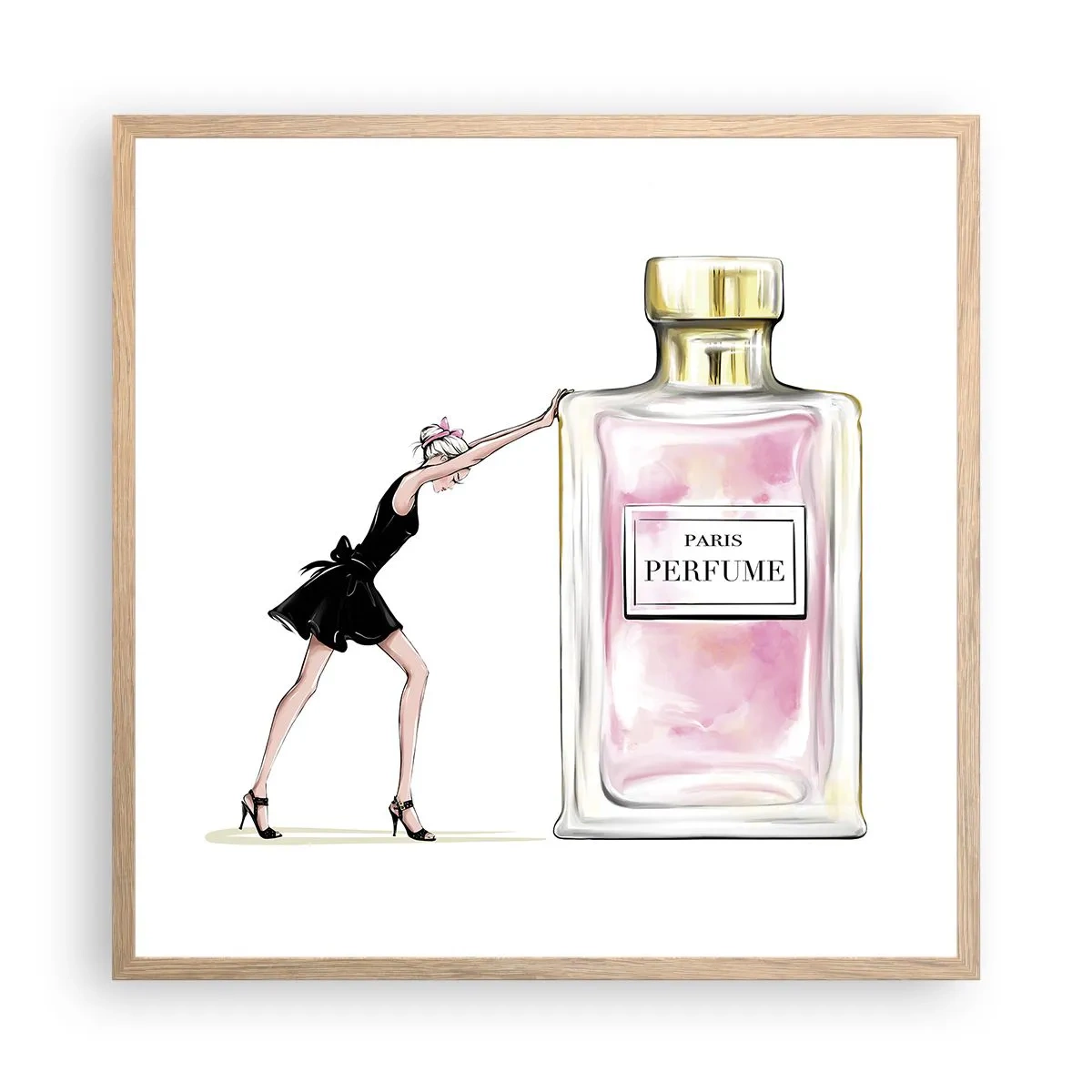 Een poster in een licht eiken lijst - De essentie van vrouwelijkheid - 60x60 cm