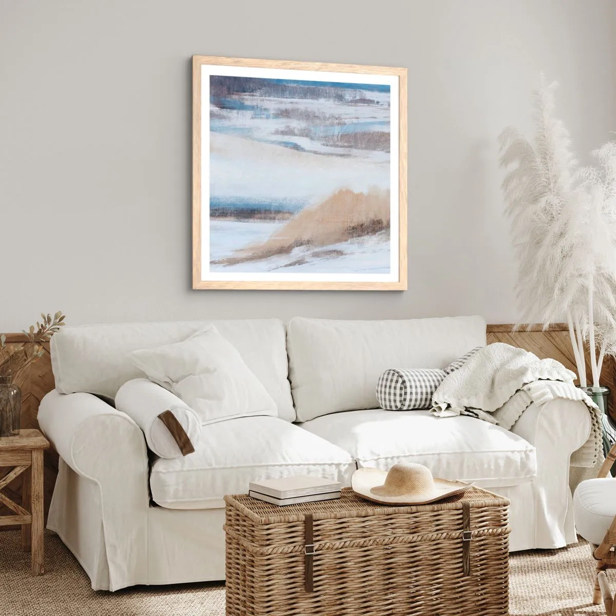 Een poster in een licht eiken lijst - Winterse compositie - 30x30 cm