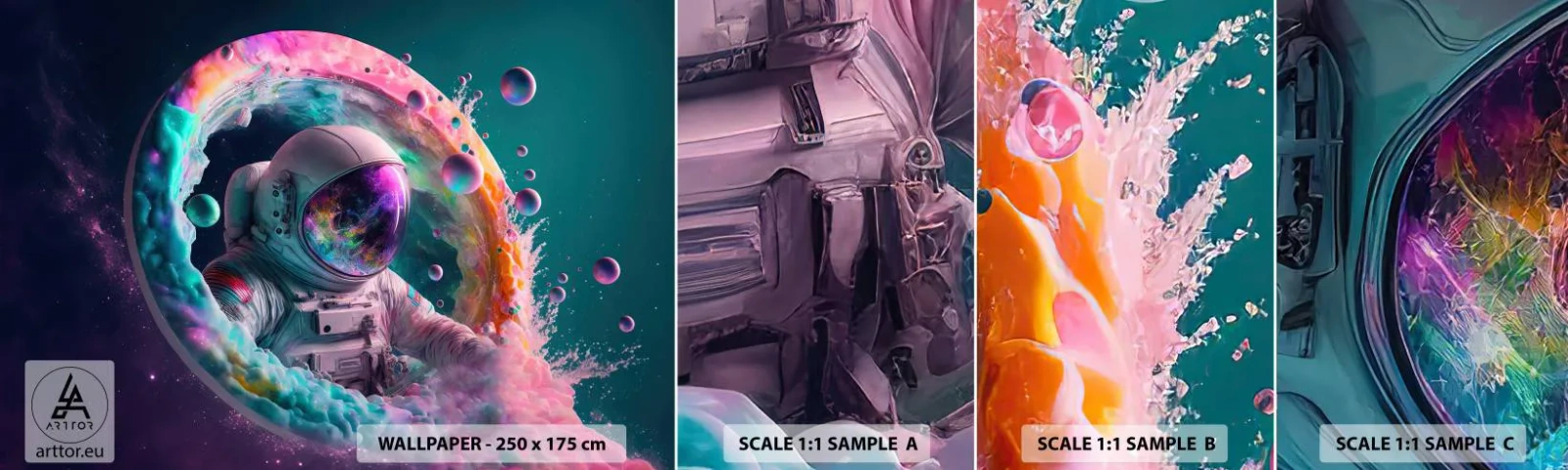 Fotobehang Staaltje Standard Eco - Sterrenpoort - Astronaut, heelal, Futuristisch - 100x30 cm