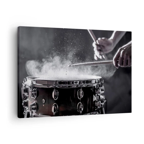 Schilderen op canvas - Met stokken op de snaredrum slaan met een stofeffect - 70x50cm - De pols van de muziek - Moderne wanddecoratie voor woonkamer en slaapkamer ARTTOR